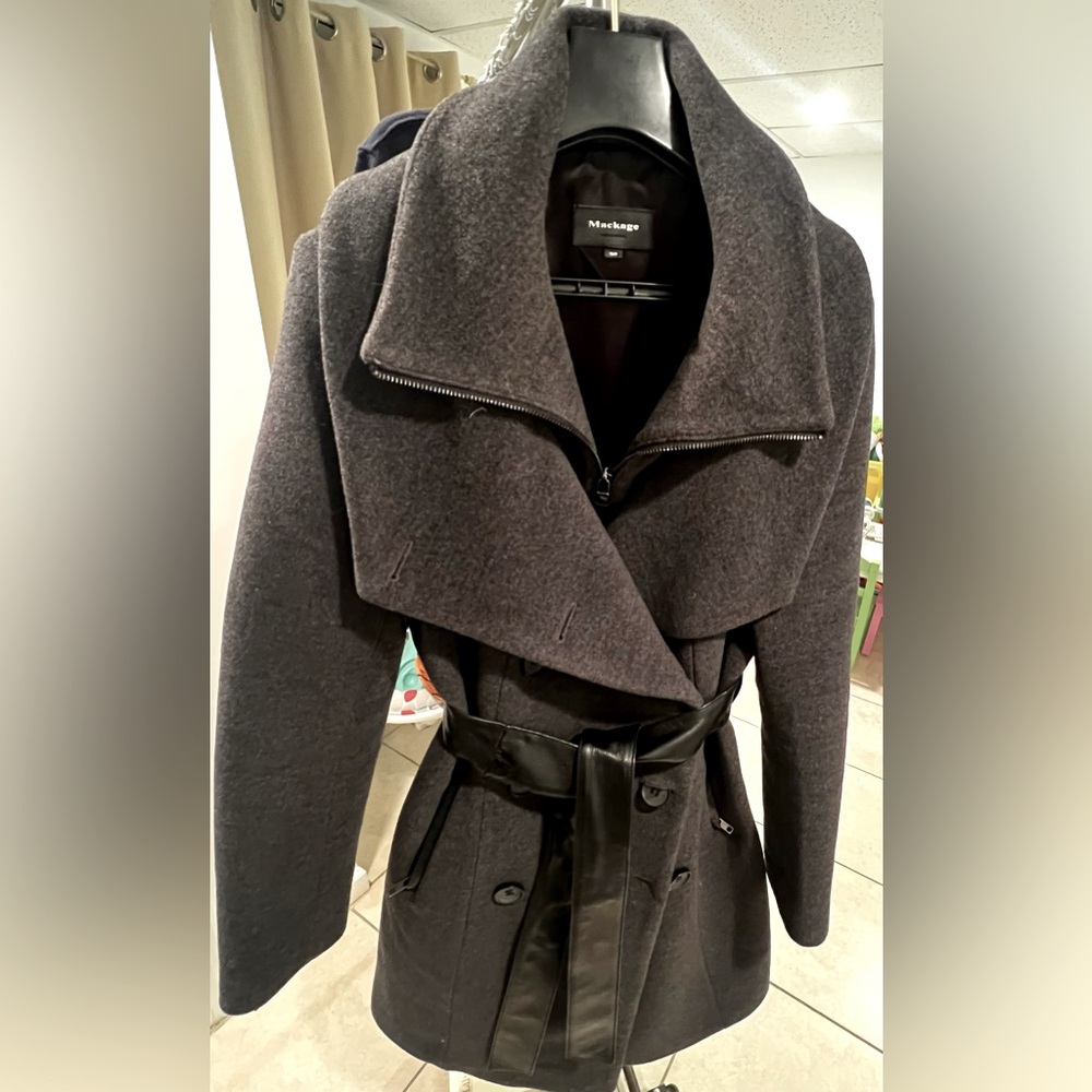 Mackage Gray Wool Peacoat